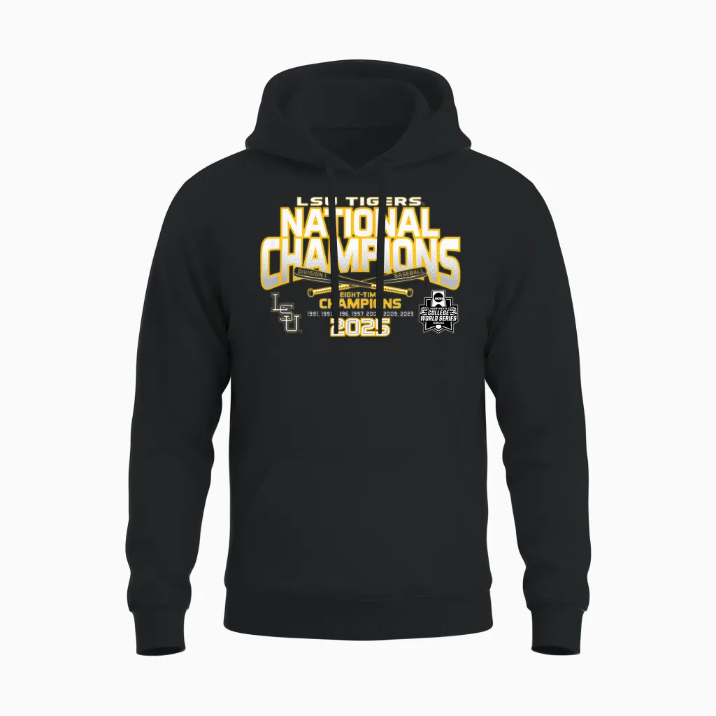 Lsu Tigers Baseball National Champs 2025 Mcws Homerun Unisex Hoodie in Black