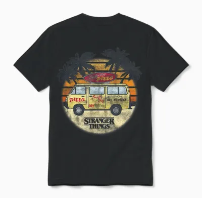 Stranger Things 4 Surfer Boy Pizza Van Unisex T-Shirt - Black