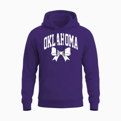 Oklahoma Cute Bow for Women Girls Sisters Daughters Unisex Hoodie - Purple