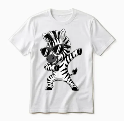 Cute Dabbing Zebra Clothes Kids Toddler Boys Animal Print Unisex T-Shirt - White