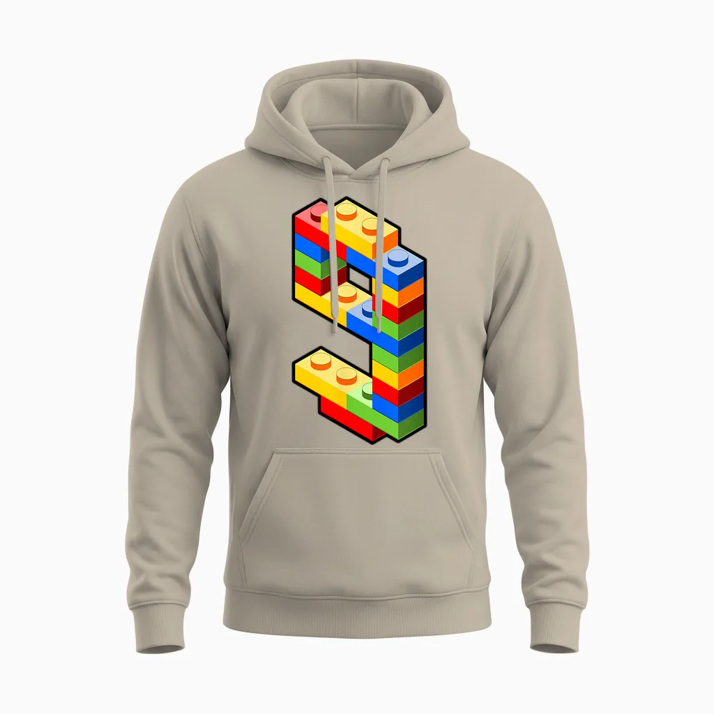 Bausteine 9. Geburtstag Outfit - Blockbaustein Unisex Hoodie in Sand