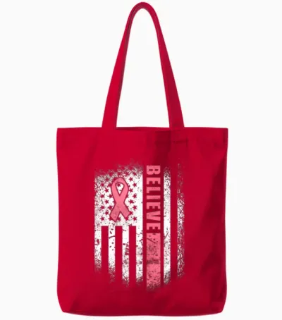 Breast Cancer Believe Breast Cancer Awareness Tote Bags - Red