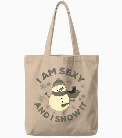 Funny Sexy Snowman Slogan Christmas Tote Bags - Natural