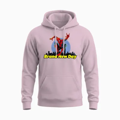 Marvel Studios Spider-Man: Brand New Day Moon & City Skyline Unisex Hoodie - Light Pink