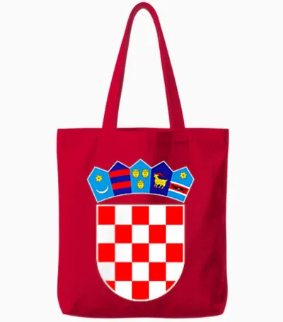 Hrvatska Kroatien Croatia T-Shirt Kroatien Wappen Nationalflagge Kroatien Hrvatska Schwarz Klein Crew-Ausschnitt Lässig Tote Bags - Red