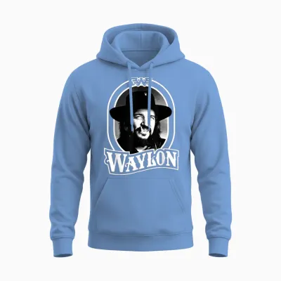 Waylon Jennings Official Product - Waylon 79 Unisex Hoodie - Carolina Blue