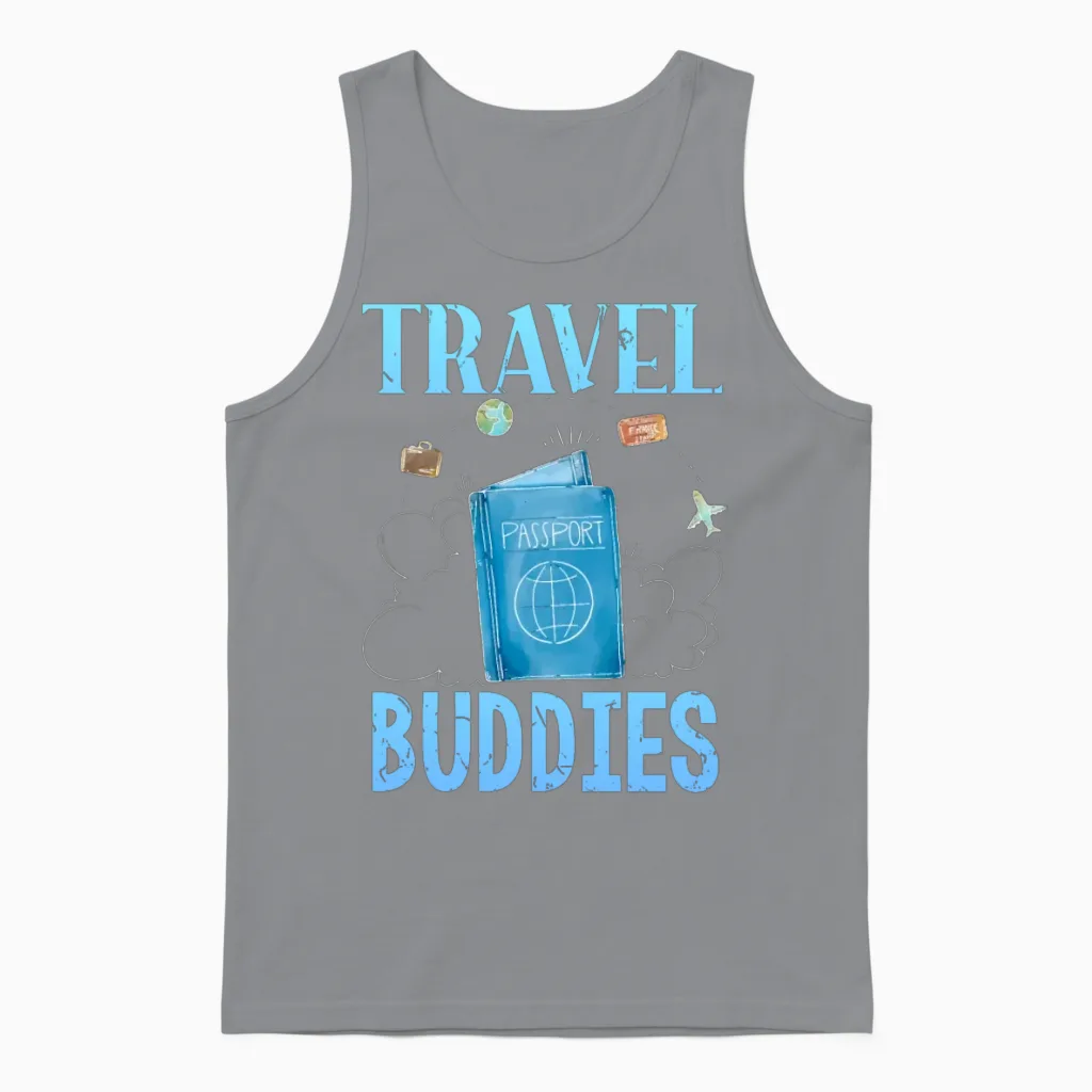 Traveller Flight Travel Buddies Unisex Tank Top in Sport Grey