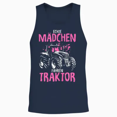 Echte Mädchen Fahren Traktor Spruch Trecker Landwirtin Unisex Tank Top - Navy