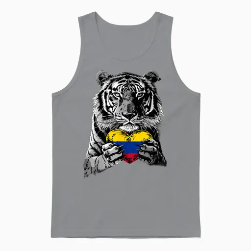 Colombian Roots Tiger Heart Colombian Pride Colombia Unisex Tank Top in Sport Grey
