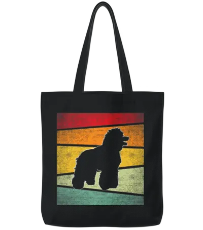 Poodle Retro Tote Bags - Black