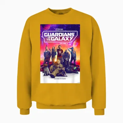 Marvel Guardians of the Galaxy Volume 3 Movie Poster T-Shirt, Black Unisex Sweatshirt - Gold