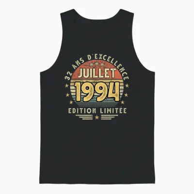 Juillet 1994 Cadeau Anniversaire Juillet 1994 32 Ans Homme Unisex Tank Top - Black