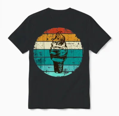 Ice Cream - Retro Unisex T-Shirt - Black