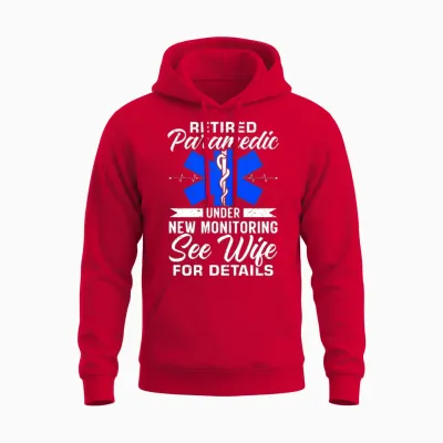 Retirement Party Ambulance First Aid Emt Retired Unisex Hoodie - Red