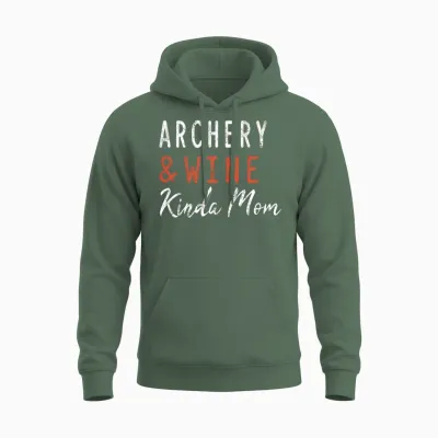 Archery and Wine Kinda Mom Unisex Hoodie - Military Green
