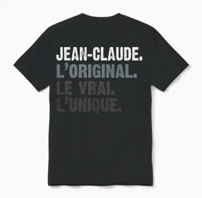 Man Humour Gift Idea Personalised Name Jean-Claude T-Shirt, Black, S Unisex T-Shirt - Black