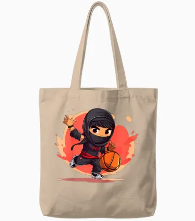 Kinder Ninja Junge Spielt Basketball Tote Bags - Natural