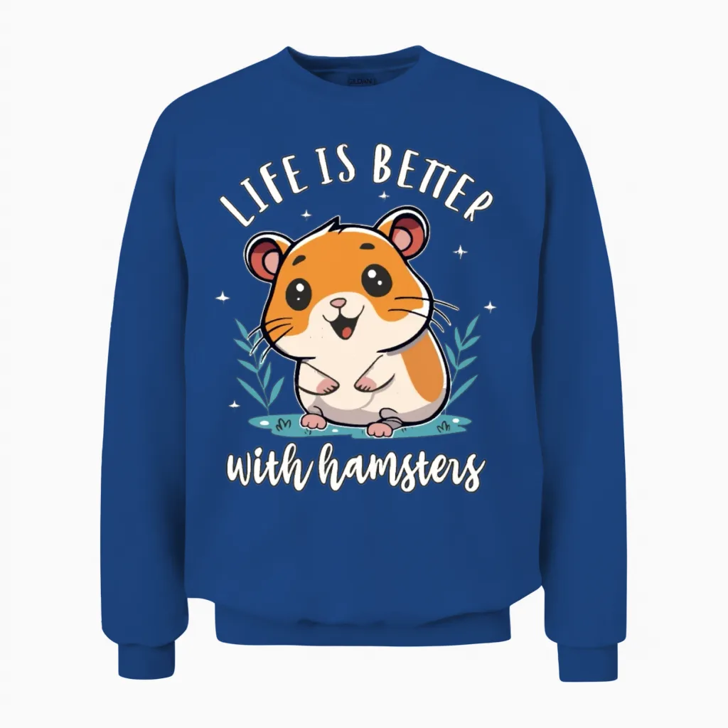Hamsters Cute and Funny Unisex Sweatshirt in Royal