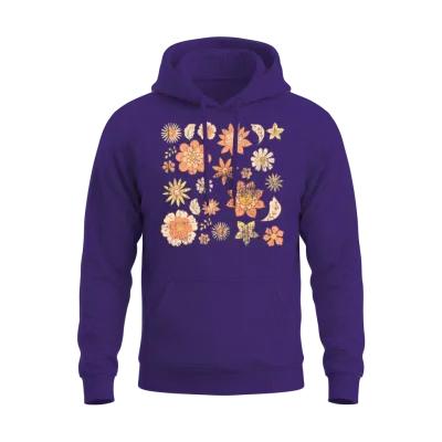 Retro Flowers Unisex Hoodie - Purple