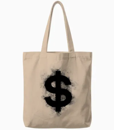 Dollar Black Tote Bags - Natural