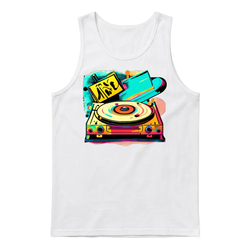 Retro Vinyl Vibes โ & Dj Unisex Tank Top - White