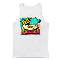 Retro Vinyl Vibes — & Dj Unisex Tank Top - White – 1
