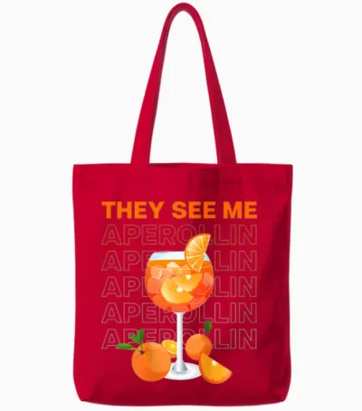 They See Me Aperollin' X New Trend Fashion Typography. Back Tote Bags - Red