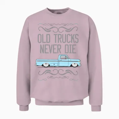 Old Trucks Wind Blue Unisex Sweatshirt - Light Pink