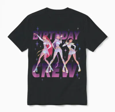 Kpop Demon Huntr/x Birthday Crew Officially Licensed Unisex T-Shirt - Black