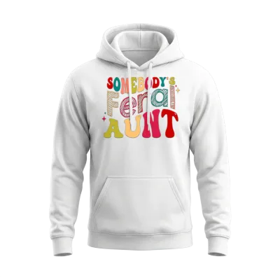 Somebody's Feral a Retro Unisex Hoodie - White