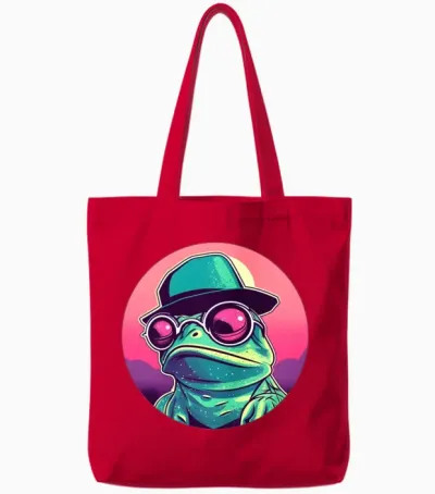 Style Frog Lovers Retro Tote Bags - Red