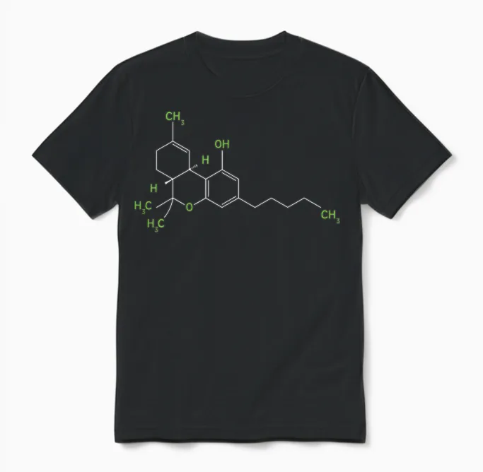 Cannabis Weed Pot Molecule Thc Marijuana Stoner Gift Unisex T-Shirt in Black