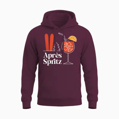 Après Spritz X Aperölchen Spritz & Skiing Skier Ski T-Shirt, Black Unisex Hoodie - Maroon