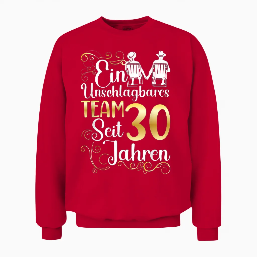 Pearl Wedding 30 Years Married Wedding Anniversary T-Shirt, Black, S Unisex Sweatshirt in Red