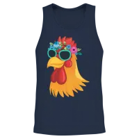 Cute Chicken Farmer Floral Crown Animal Farm Unisex Tank Top - Navy – 2
