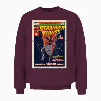 Stranger Things Welcome to Hawkins Comic Cover Unisex Sweatshirt - Maroon