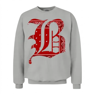 Capital B Red Bandana Blood Piru Gangster Brim Unisex Sweatshirt - Ash