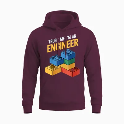 I'm an Engineer Kids Brick Builder Bricks Building Blocks Unisex Hoodie - Maroon