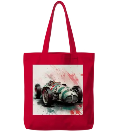 Vintage Retro Race Car Tote Bags - Red