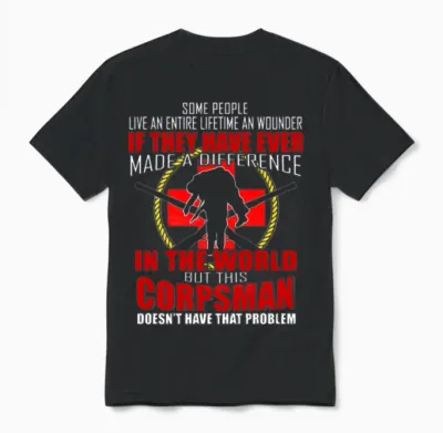 Devil Us Navy Corpsman Doc Badass Army Veteran Unisex T-Shirt - Black