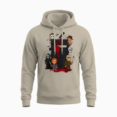 Halloween Horror Movie Characters Funny Scary Halloween Unisex Hoodie - Sand