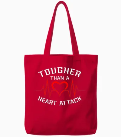 Funny Heart Attack Survivor Tote Bags - Red