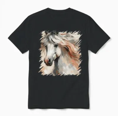 White Horse Unisex T-Shirt - Black
