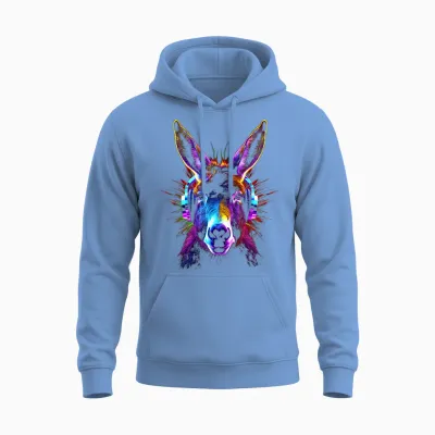 Esel Kopfhörer Tiermotiv Musik Kunst Esel Unisex Hoodie - Carolina Blue