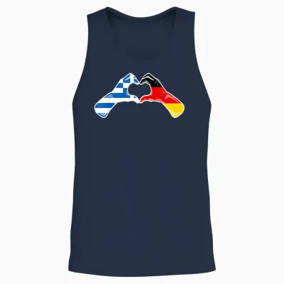Griechenland Deutschland Flagge - Griechisches Deutsches Herz Unisex Tank Top - Navy
