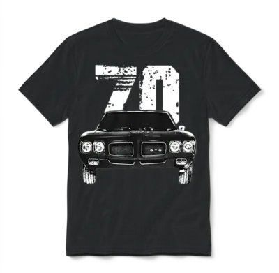 1970 Pontiac Gto Front Grill View with Year Unisex T-Shirt - Black