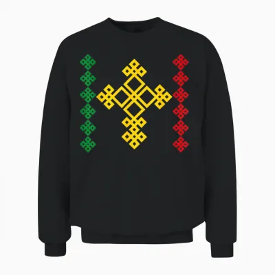 Ethiopian Cross Ethiopia T-Shirt, Black, S Unisex Sweatshirt - Black