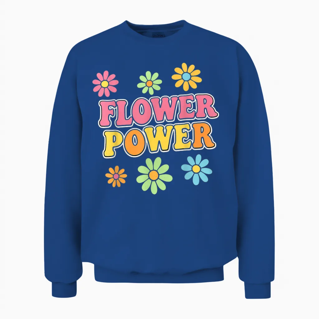 Retro Flower Power 60er 70er Jahre ästhetischer Hippie Boho Stil Unisex Sweatshirt in Royal