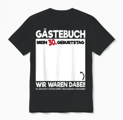 30th Birthday Guest Book 30 Years Funny Birthday Gift T-Shirt, Black, S Unisex T-Shirt - Black