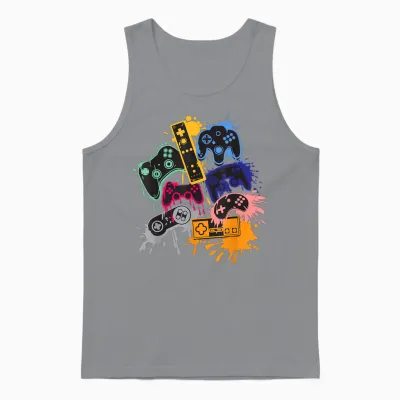 Control All the Things Video Game Controller Tee - Men's Black Short Sleeve Classic Fit T-Shirt - Small Unisex Tank Top - Sport Grey